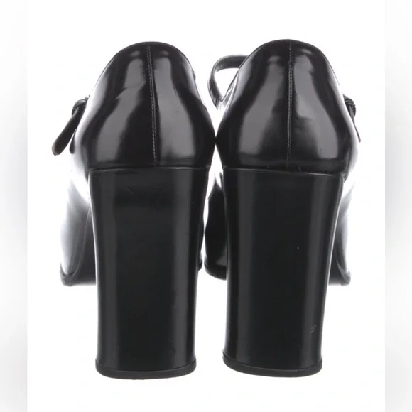 Prada Black Leather Mary Jane Pumps - Size 9 - Picture 4 of 5